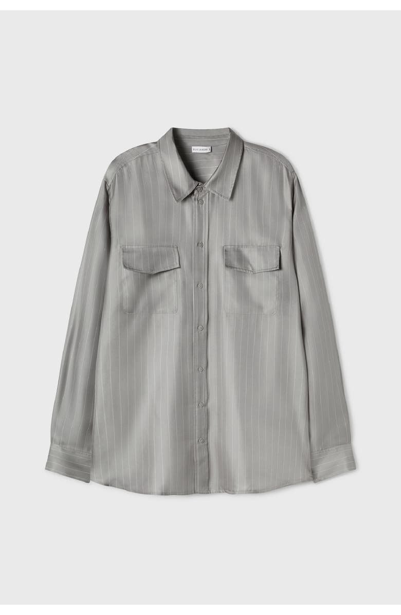 SILK LAUNDRY TWILL BOYFRIEND SHIRT MOON PINSTRIPE, Alternate, color, Moon Pinstripe