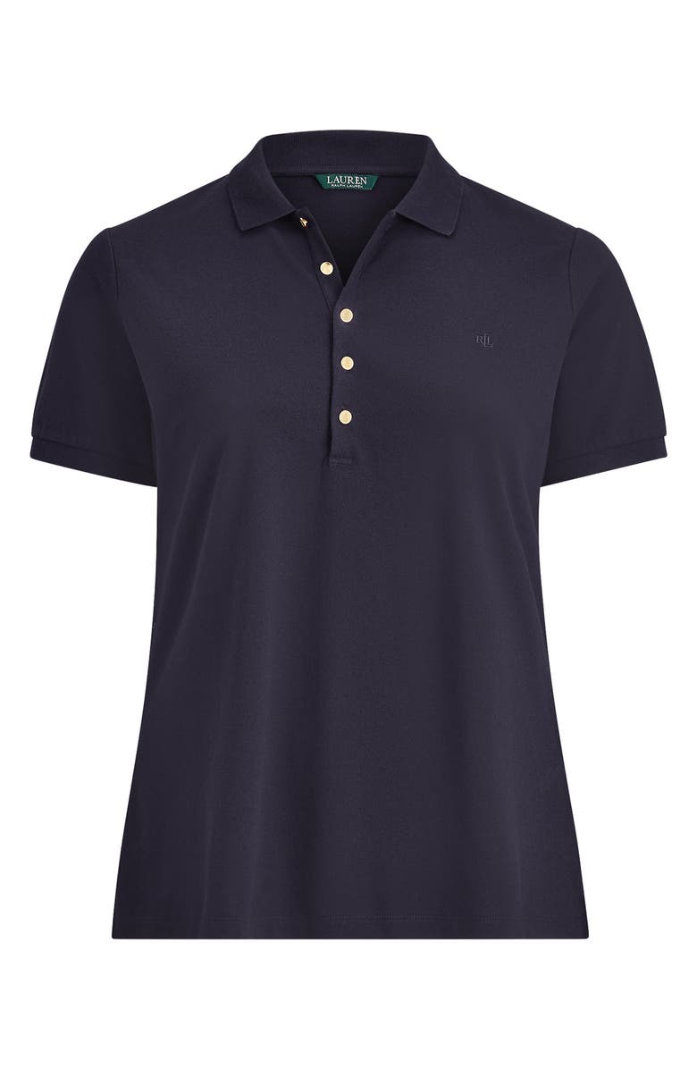 Lauren Ralph Lauren Stretch Cotton Piqué Polo Shirt, Alternate, color, Lauren Navy