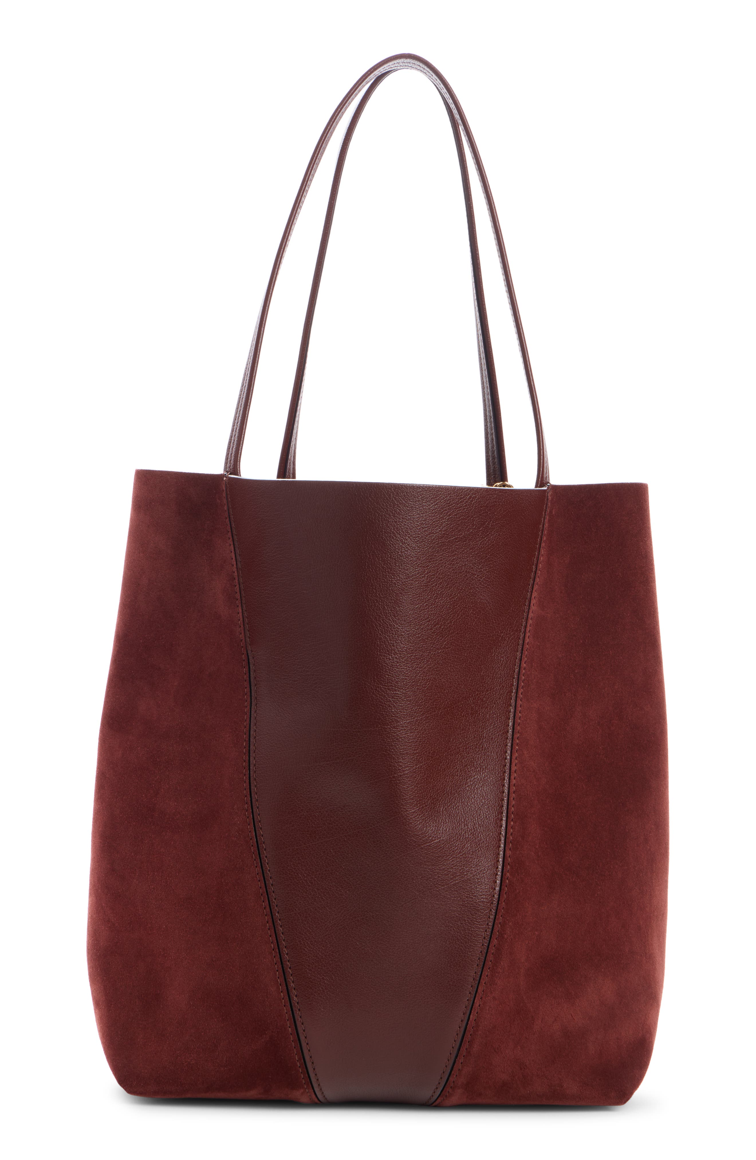 Medium Spin Leather & Suede Tote, Alternate, color, CRAFTY BROWN