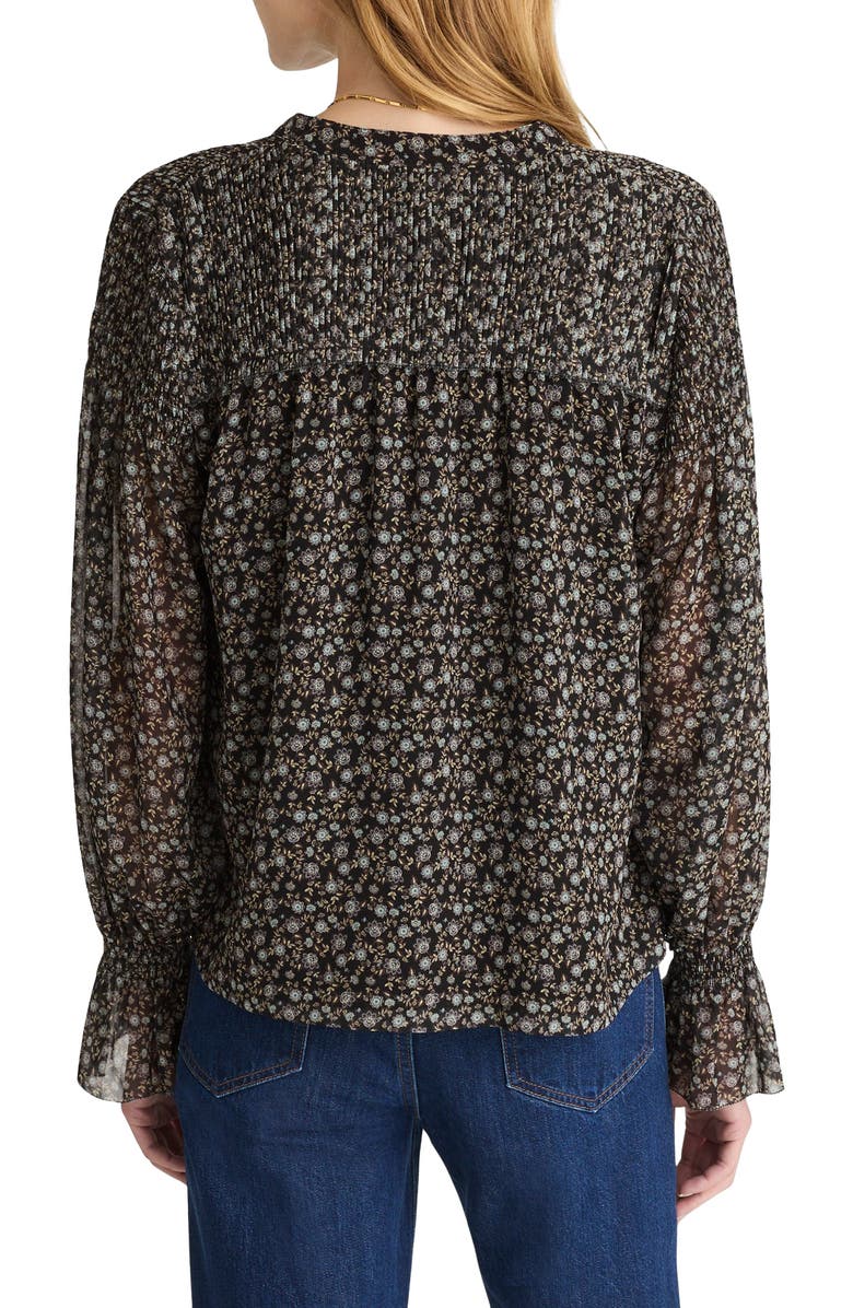 Madewell Semisheer Split Neck Top, Alternate, color, Jet Black