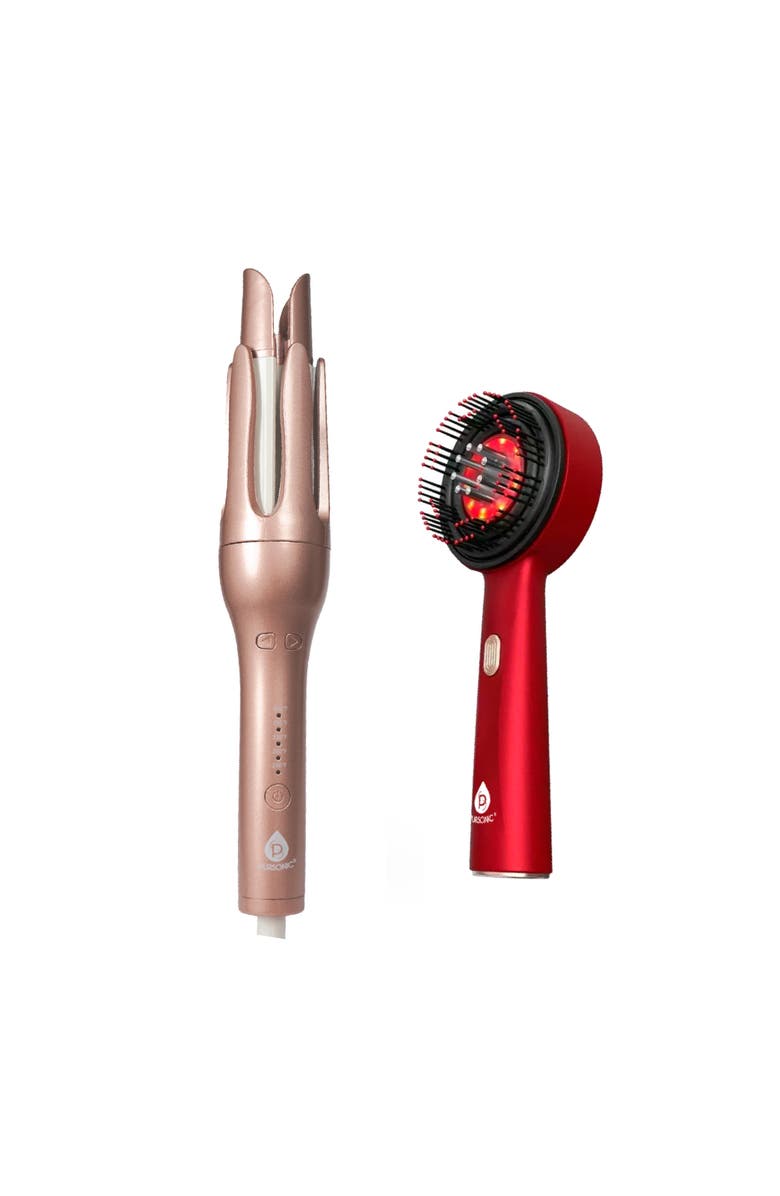 PURSONIC LED Scalp Therapy Brush + Professional Automatic Curling Iron, Main, color, Multicolor