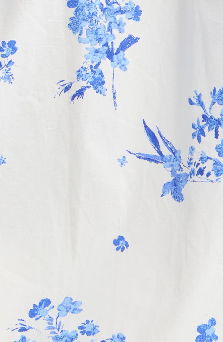 SUGARLIPS Bestia Floral Smocked Yoke Button-Up Top, Alternate, color, Cream-Blue