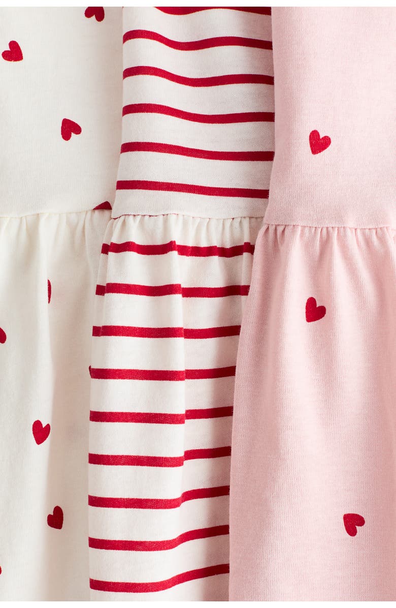 H&M 3-pack Printed Cotton Dresses, Alternate, color, Light Pink/Hearts
