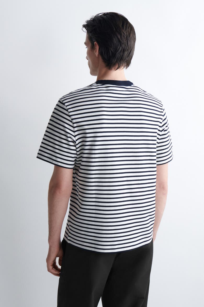 Interlock Cotton Crew-Neck T-Shirt, Alternate, color, NAVY / WHITE / STRIPED