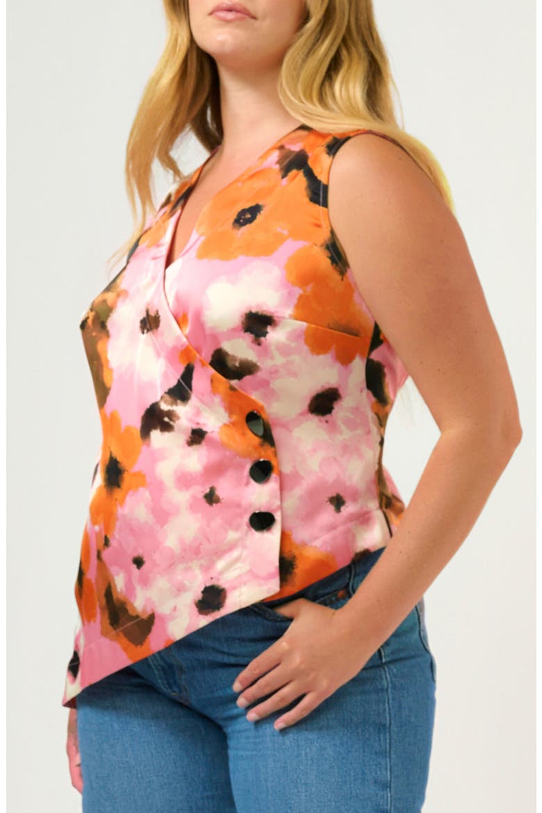 Freya Sleeveless Wrap Top, Alternate, color, PEONY/ MANDARIN