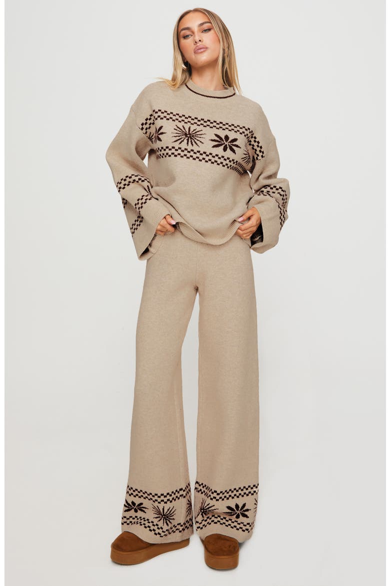 Anok Star Sweater Pants, Alternate, color, BROWN / CREAM