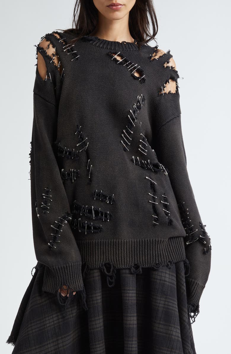 R13 Slashed Cotton Sweater, Main, color, 