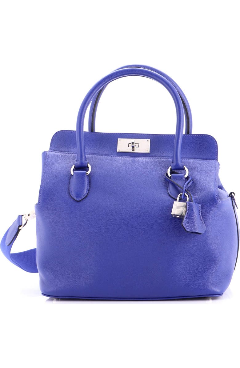 Pre-Owned Hermes Toolbox Bag Evercolor 26, Main, color, Bleu Electrique
