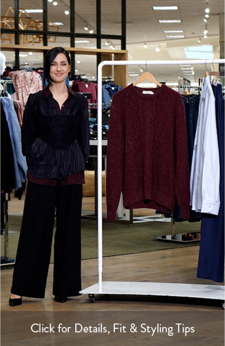 Cable Stitch Crewneck Wool Blend Sweater, sales video thumbnail