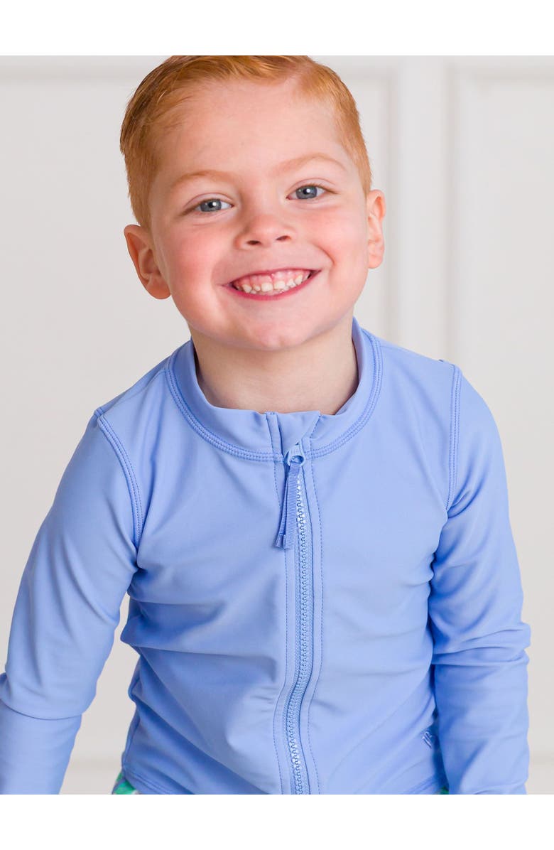 RuggedButts Unisex Long Sleeve Full Zip Rash Guard, Alternate, color, Periwinkle Blue