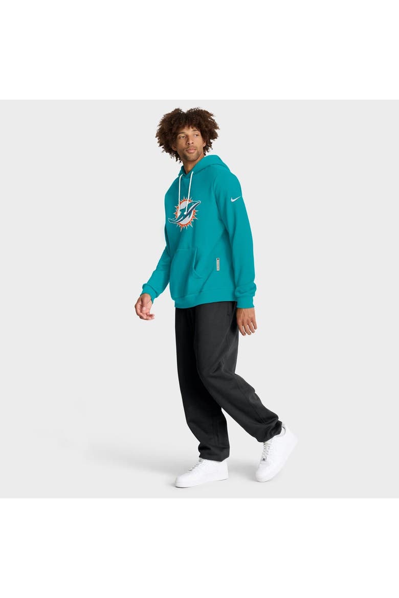 Men's Nike Aqua Miami Dolphins Sideline Initial Home Performance Pullover Hoodie, Alternate, color, Aqua