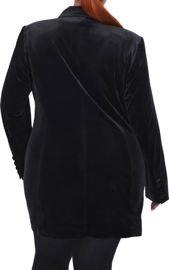 New Good American Black Long Blazer Collared sale Long Sleeve Womens Size 3