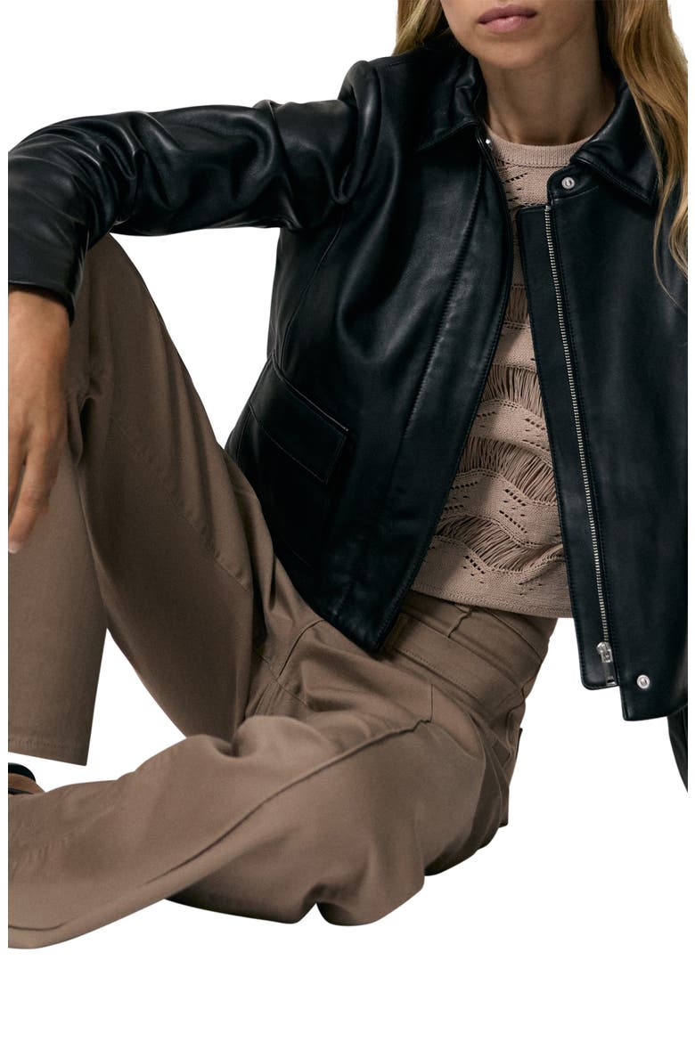 Drew Leather Jacket, Alternate, color, BLACK