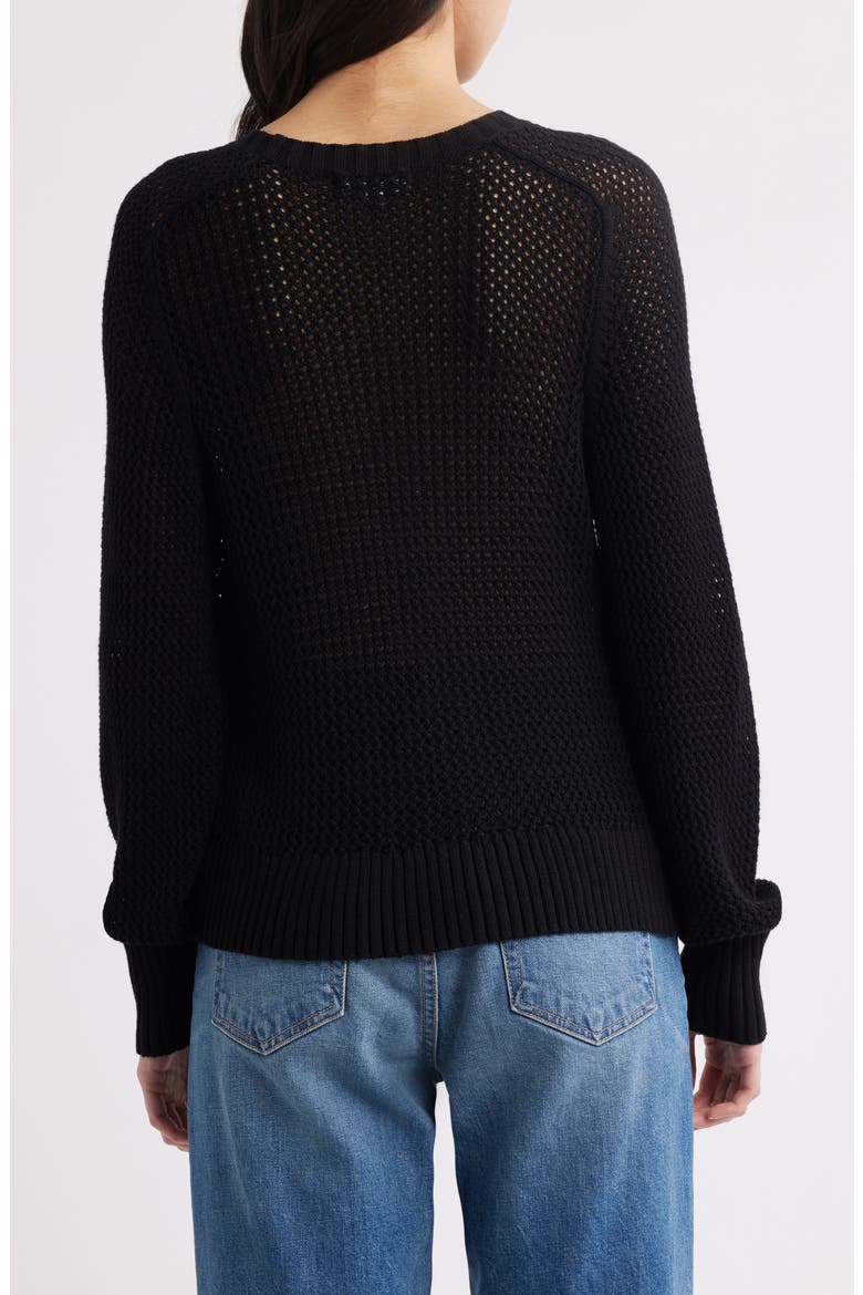 Margot Openwork Cotton Mesh Sweater, Alternate, color, BLACK