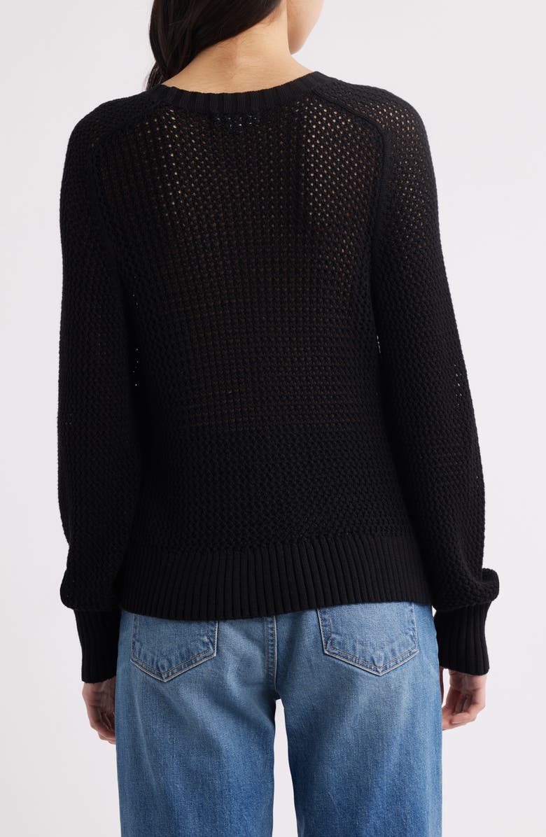 525 america Margot Openwork Cotton Mesh Sweater, Alternate, color, Black