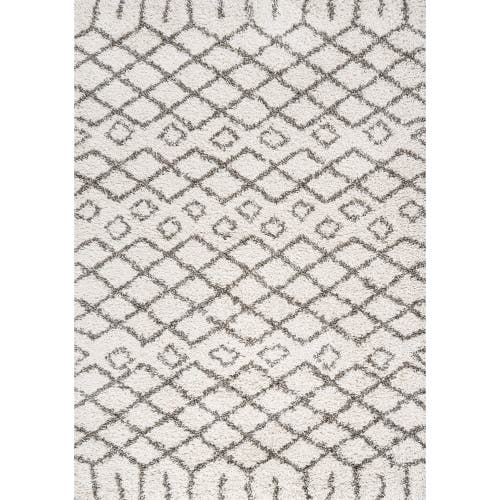 Jonathan Y Algaida Moroccan Diamond Shag Area Rug In Beige/dark Gray