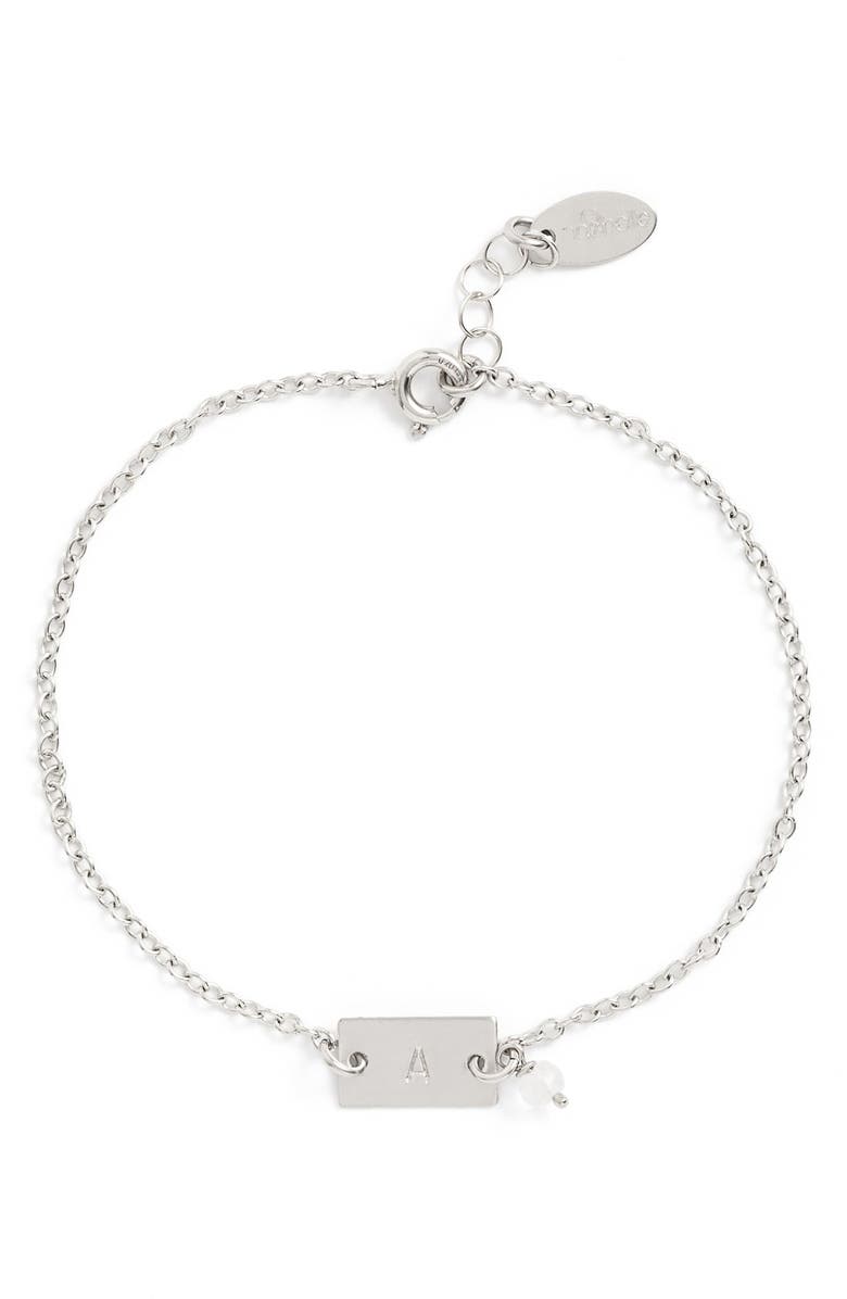 Nashelle Shaka Initial Sterling Silver Bar Bracelet, Main, color, 