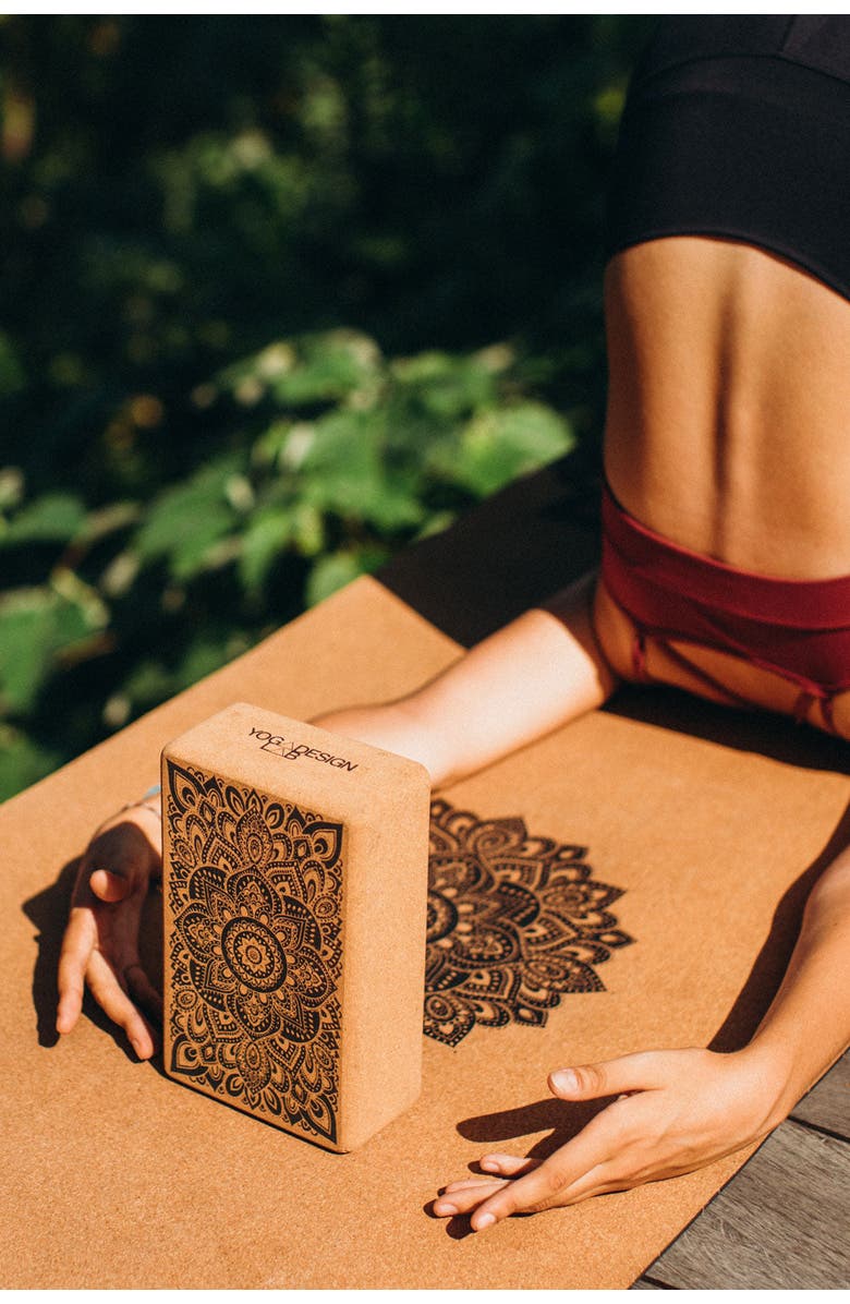 Yoga Design Lab Cork Yoga Block, Alternate, color, Mandala Black