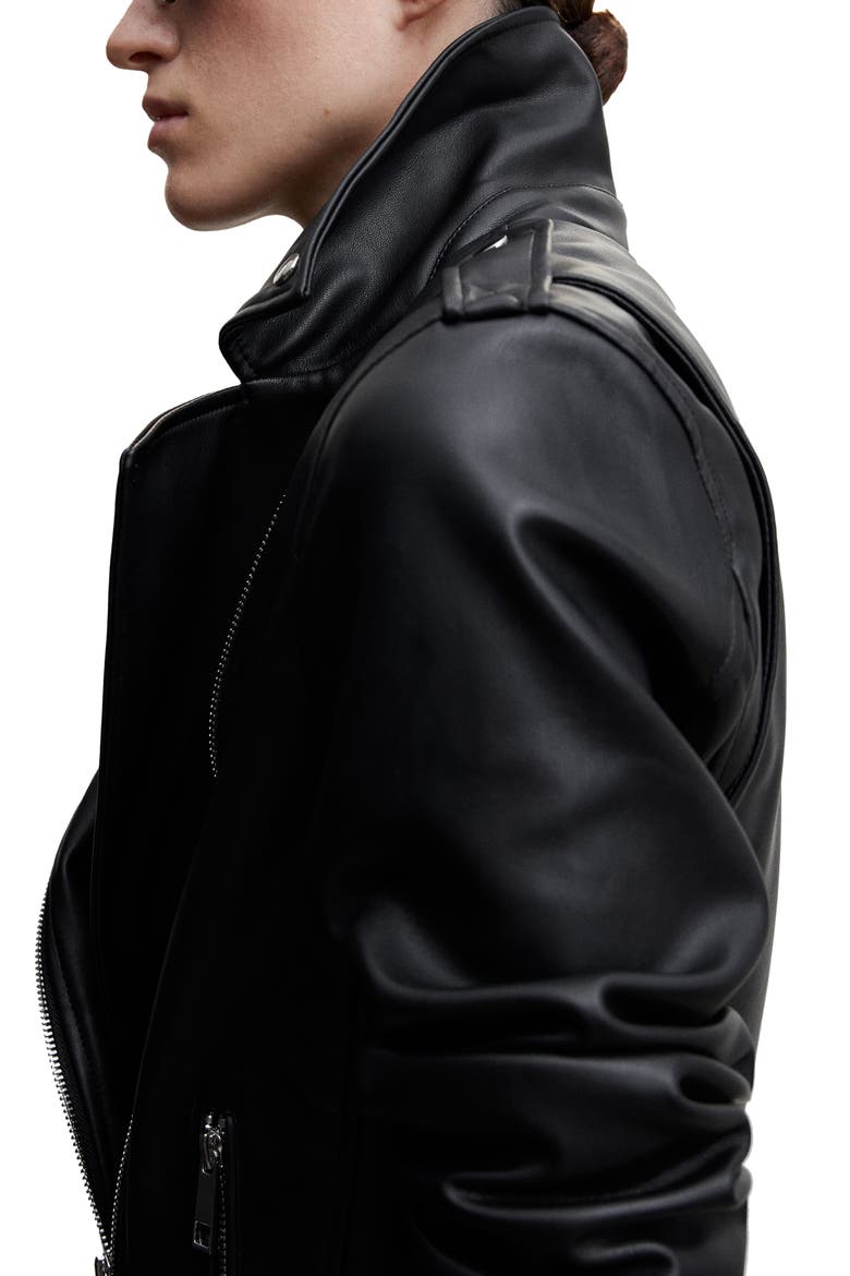 Faux Leather Biker Jacket, Alternate, color, BLACK
