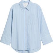 Caslon® Stripe Cotton Poplin Button-Up Shirt