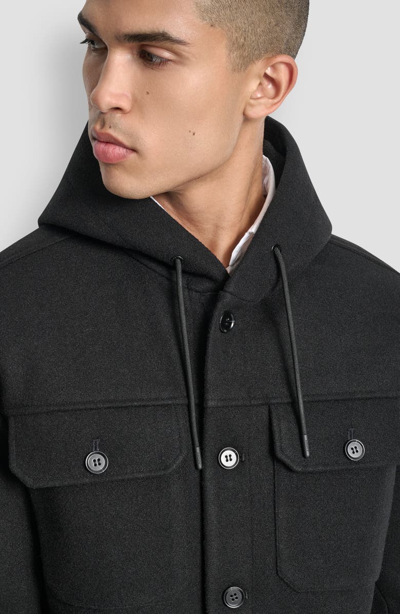 DKNY Hooded Water Resistant Jacket, Alternate, color, Black