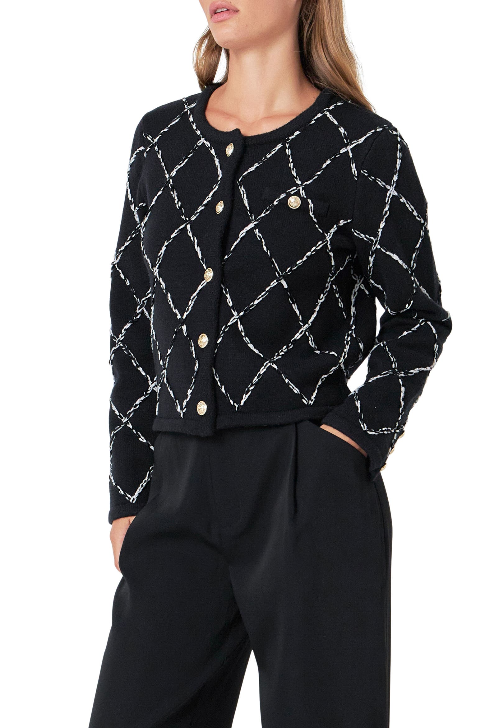 Endless Rose Diamond Pattern Cardigan (Women) | Nordstrom