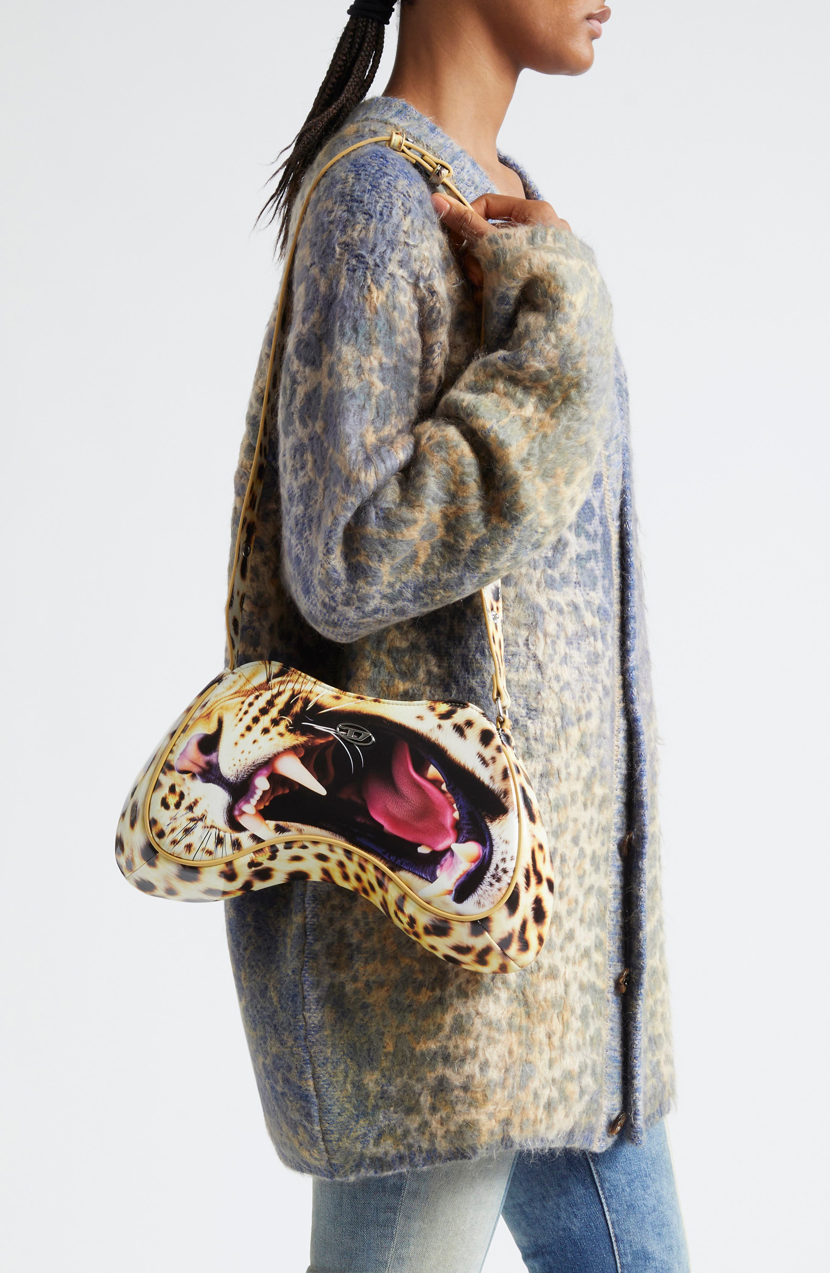 DIESEL<sup>®</sup> Play Leopard Shoulder Bag, Alternate, color, 