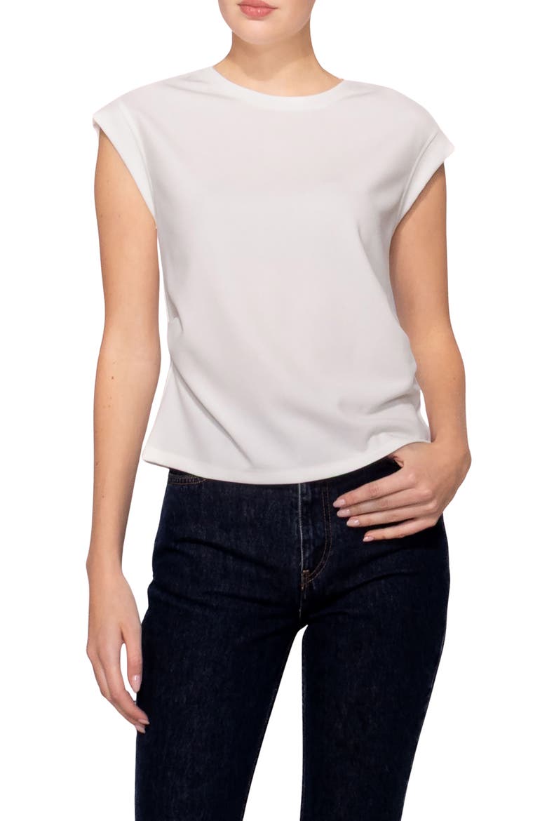 Cinched Techno Top, Main, color, WHITE
