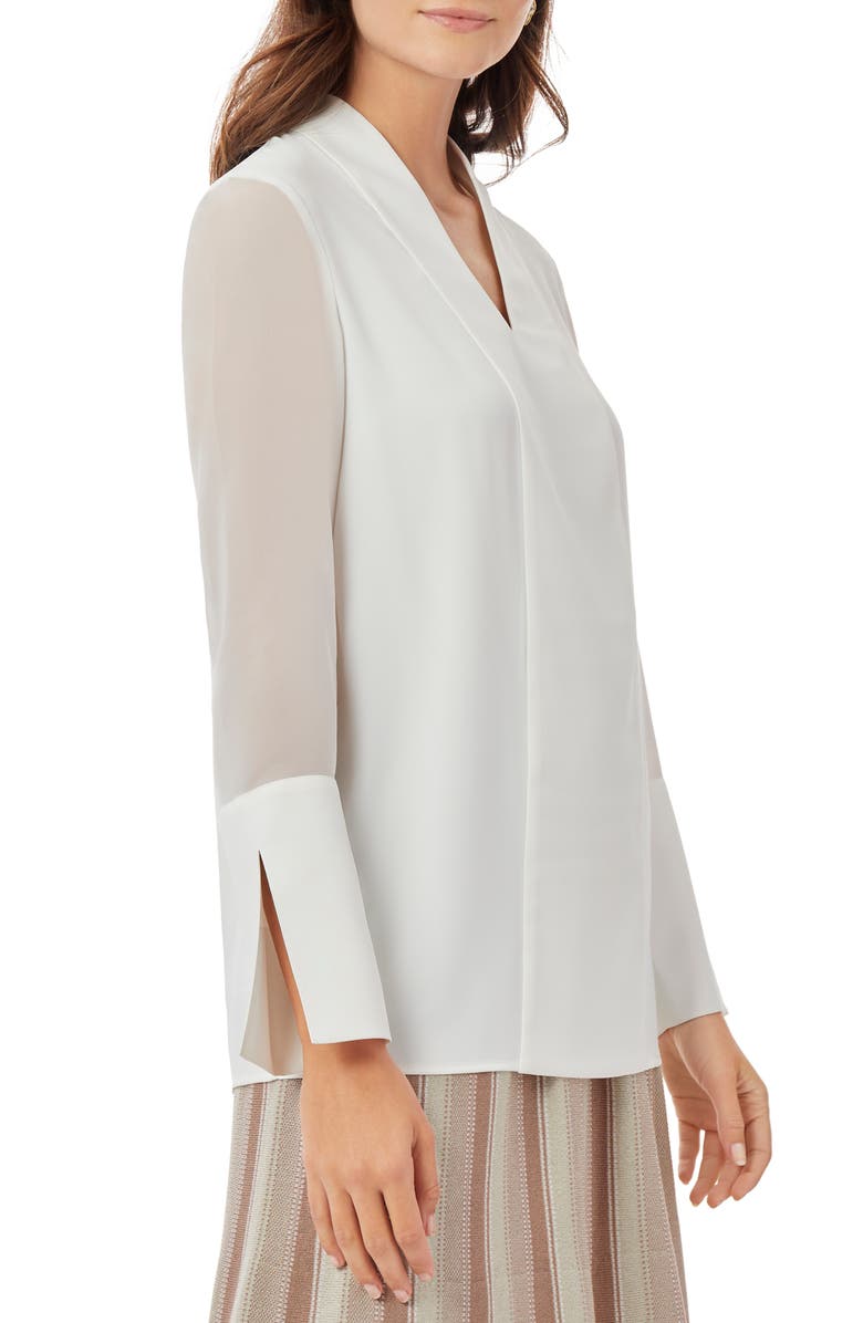 Misook Sheer Sleeve Crepe Chiffon Blouse, Alternate, color, 