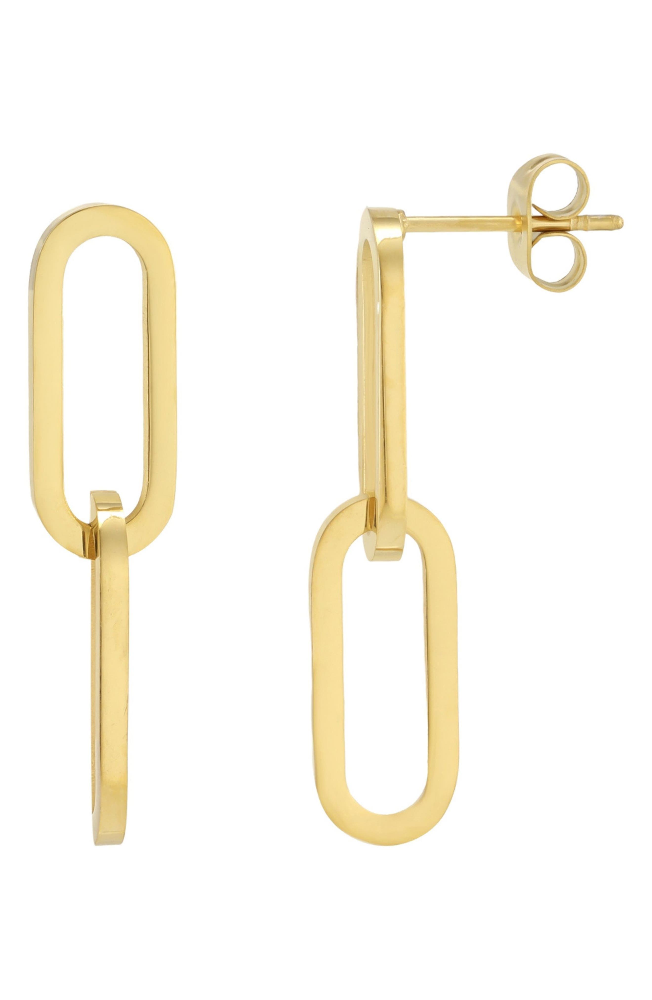 18k Gold Plated Double Link Drop Earrings