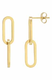 18k Gold Plated Double Link Drop Earrings