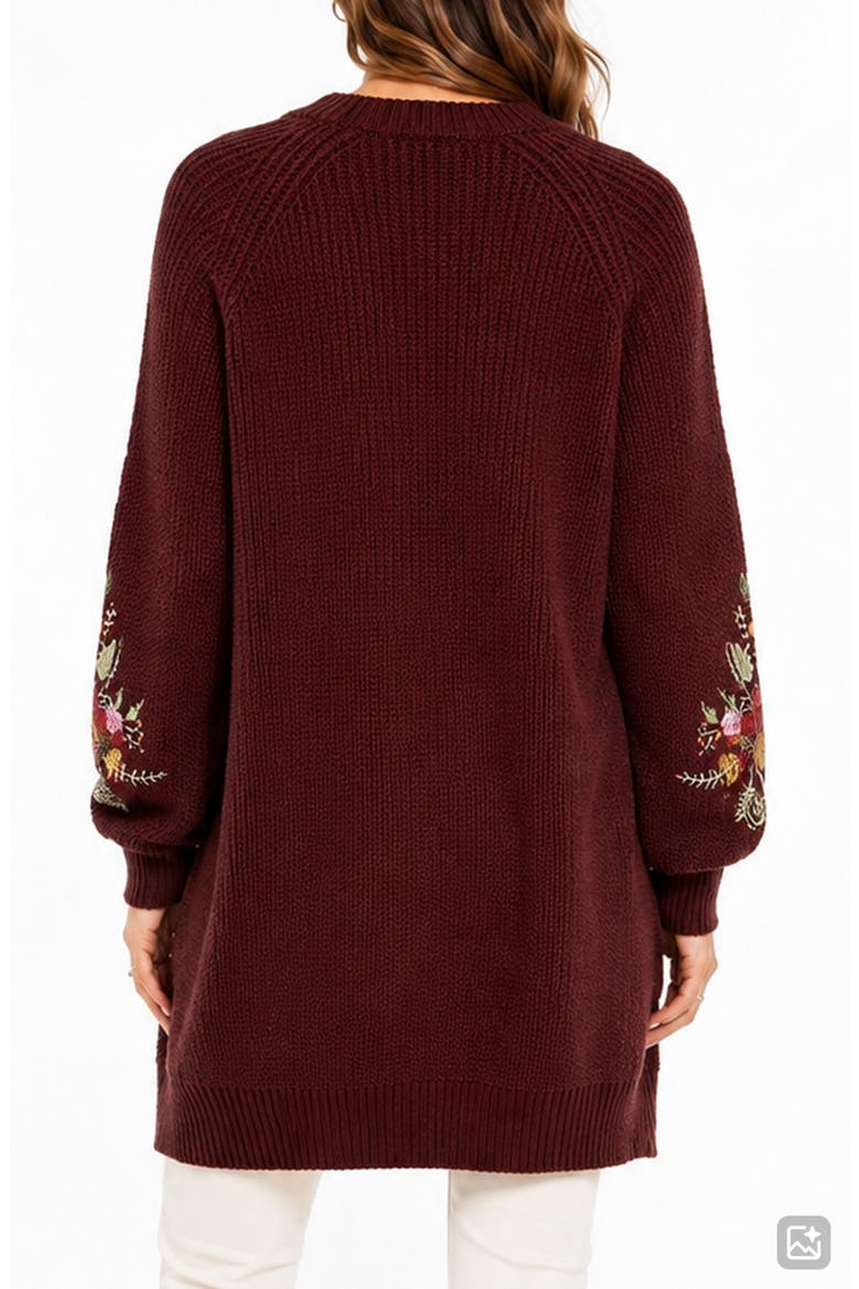Free Spirit Embroidered Cardigan, Alternate, color, RAISIN