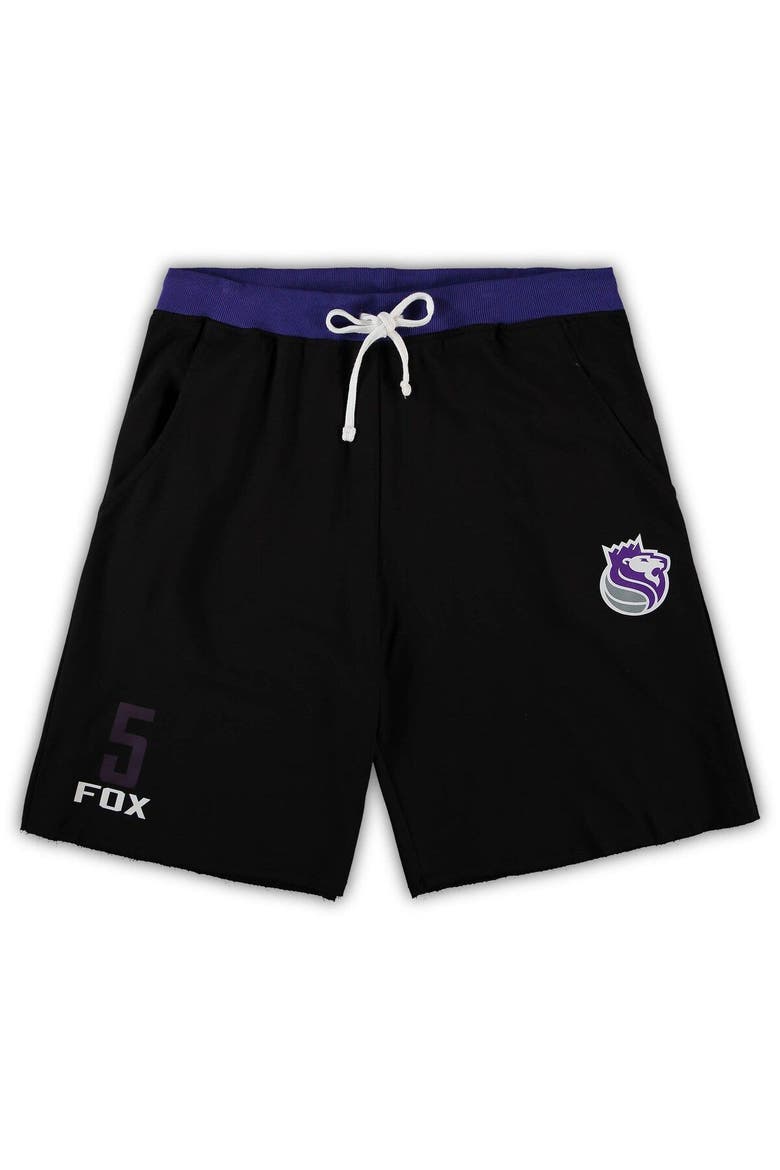 Men's De'Aaron Fox Black Sacramento Kings Big & Tall French Terry Name & Number Shorts, Main, color, Black