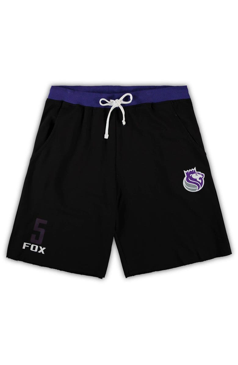 PROFILE Men's De'Aaron Fox Black Sacramento Kings Big & Tall French Terry Name & Number Shorts, Main, color,
