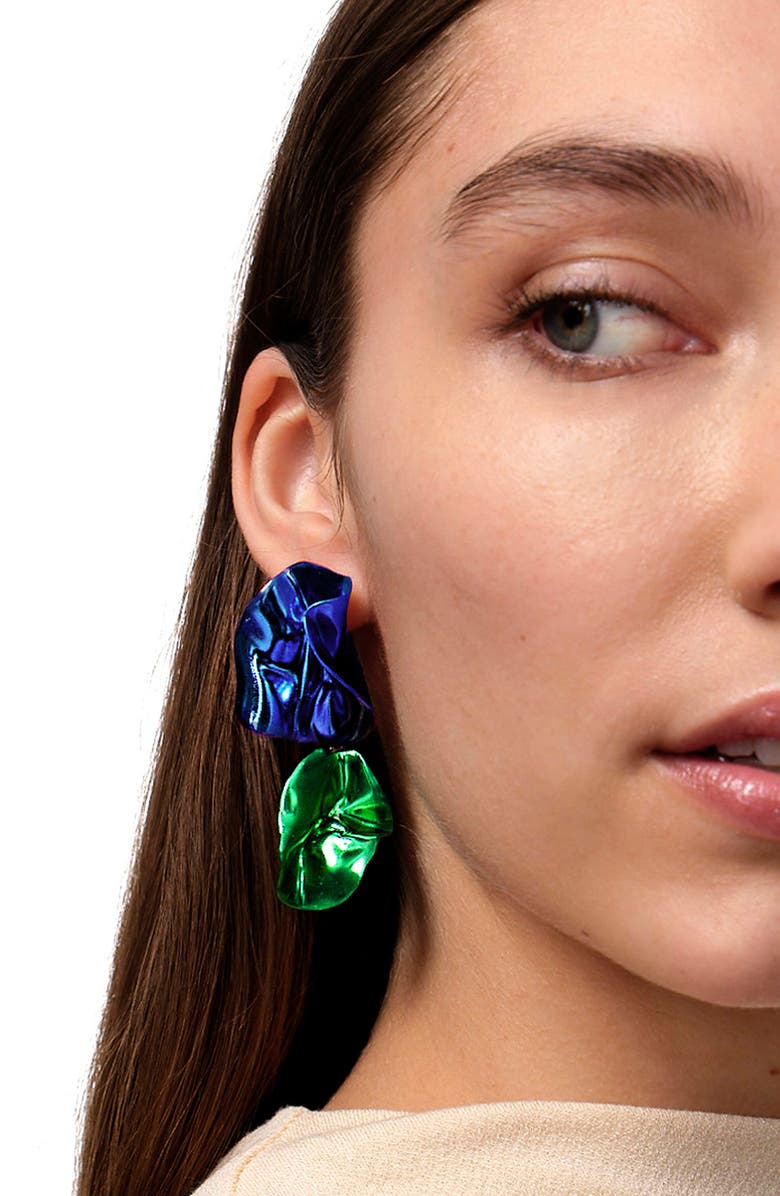 Sterling King Flashback Fold Drop Earrings, Alternate, color, Cobalt Emerald