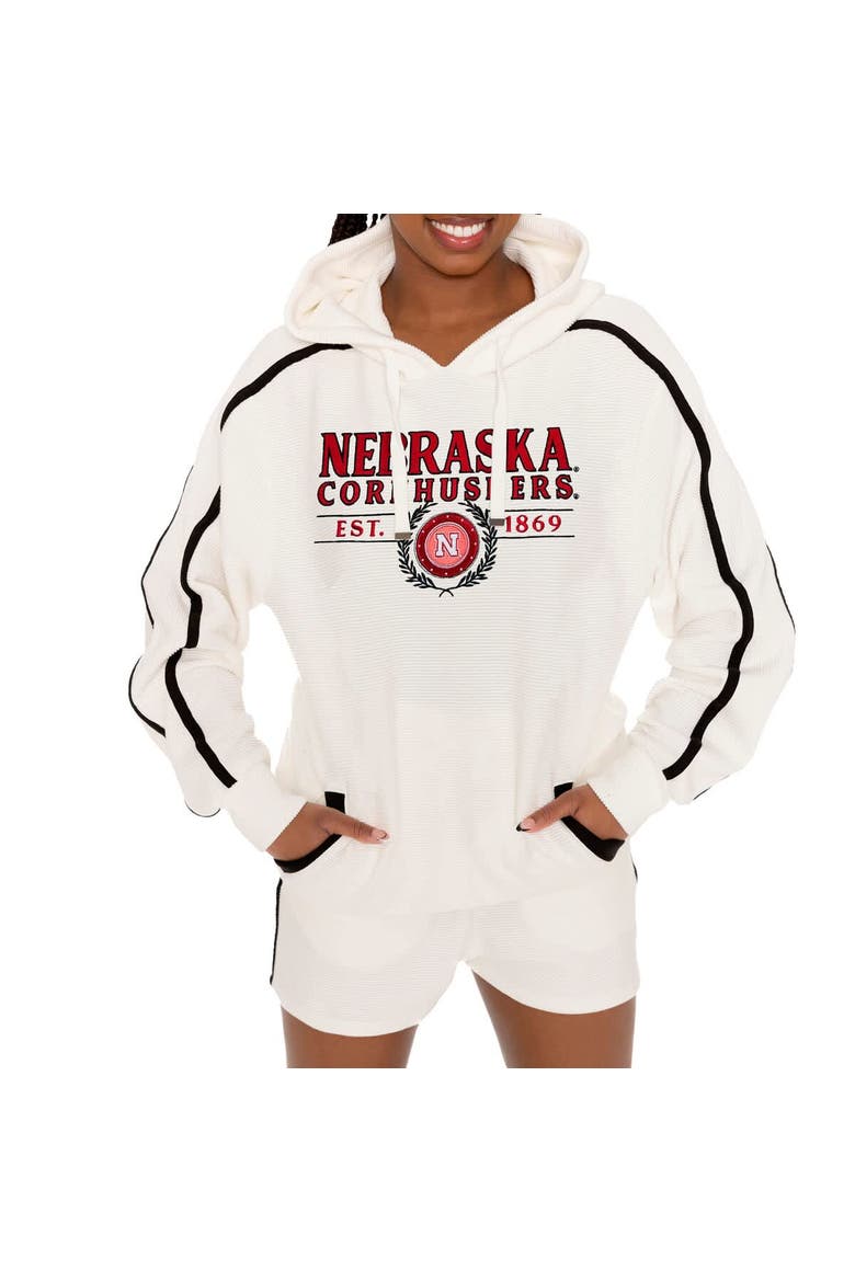 Women's Gameday Couture Cream Nebraska Huskers Down, Set, Go Pullover Hoodie and Shorts Set, Alternate, color, Cream