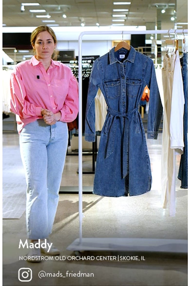 Chloe Long Sleeve Belted Denim Shirtdress video