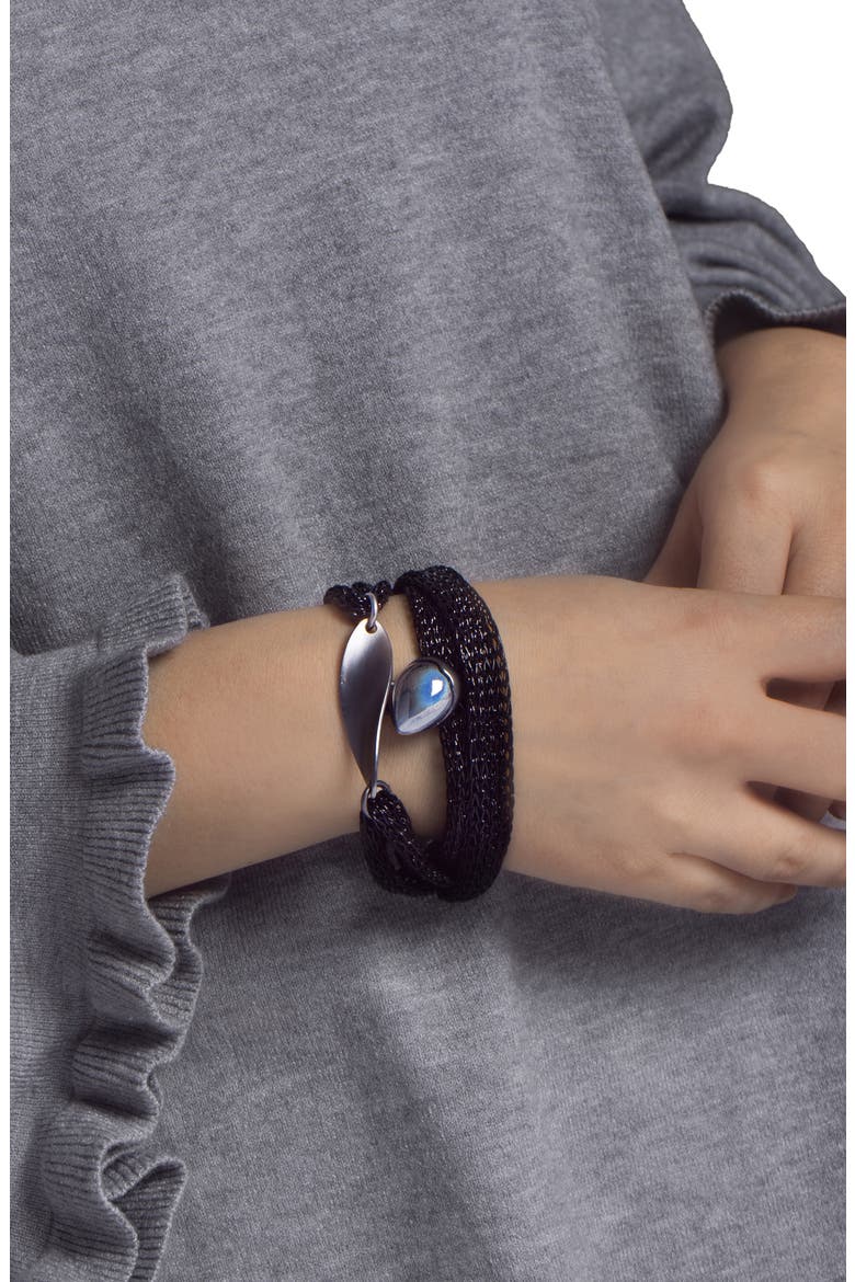 Mesh Twisted Plate Bracelet, Alternate, color, SILVER/BLACK