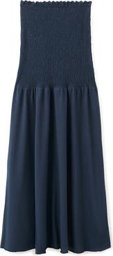 MANGO TEEN Smocked Strapless Maxi Dress