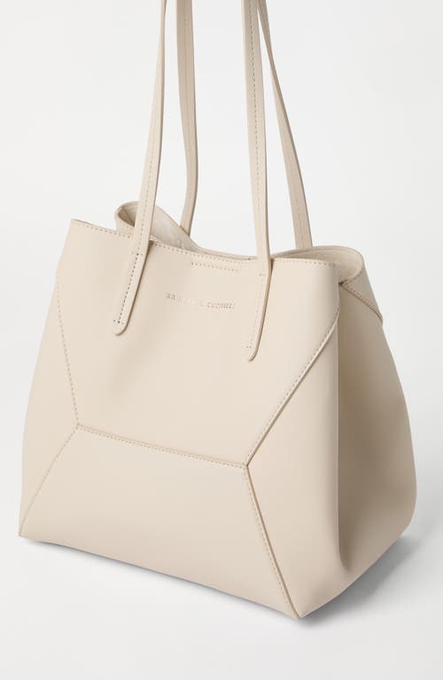 Brunello Cucinelli Calfskin Small Bc Duo Bag In White