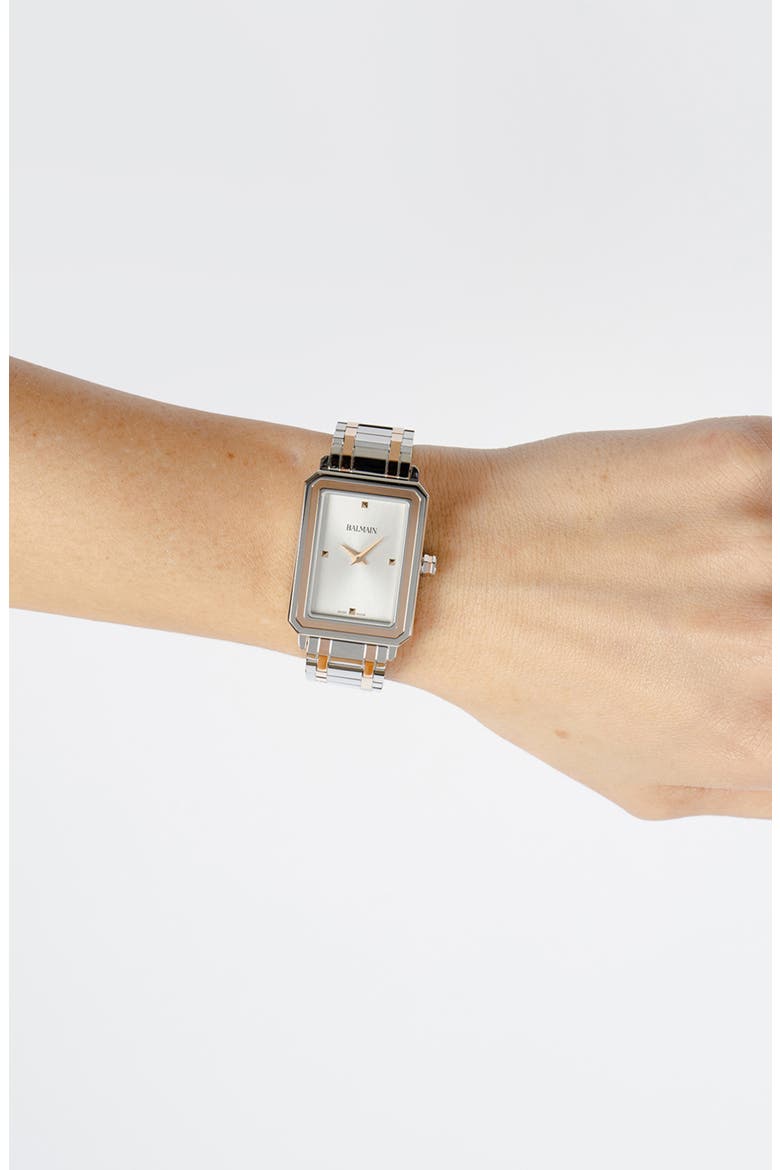 Eirini Two-Tone Bracelet Watch, 25mm x 33mm, Alternate, color, STAINLESS STEEL/ROSE GOLD/ PVD COATING