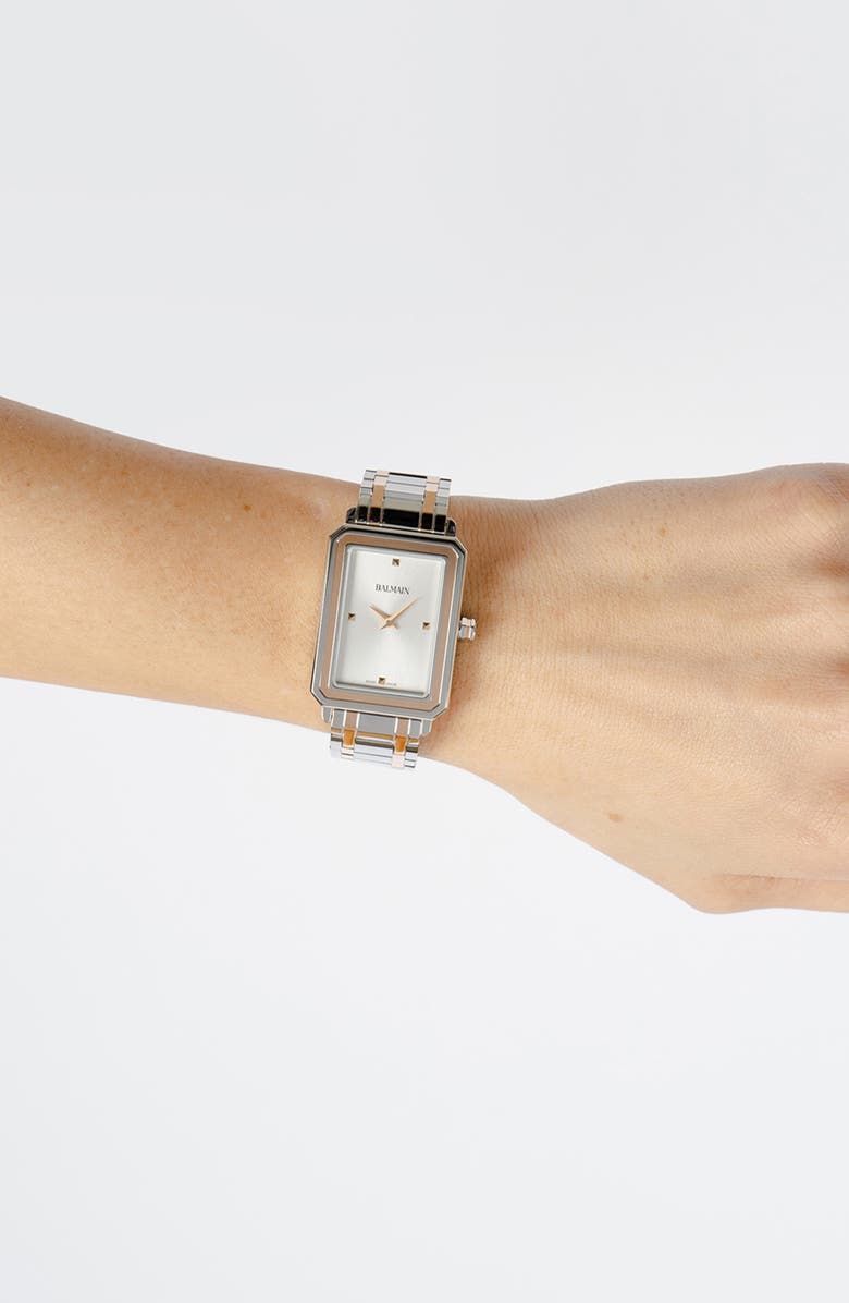 BALMAIN WATCHES Eirini Two-Tone Bracelet Watch, 25mm x 33mm, Alternate, color, Stainless Steel/Rose Gold/ Pvd Coating