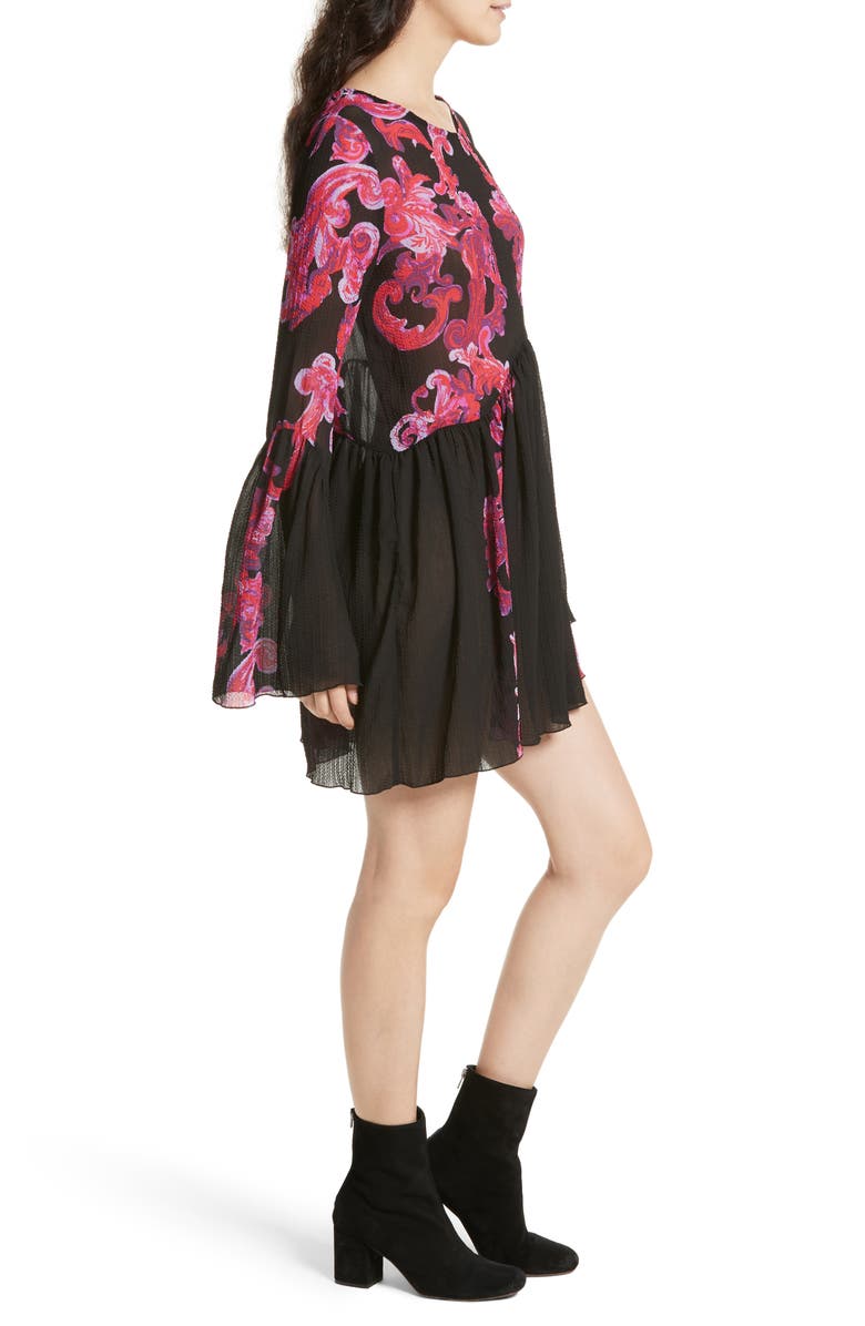Free People Bell Sleeve Swing Dress, Alternate, color, 