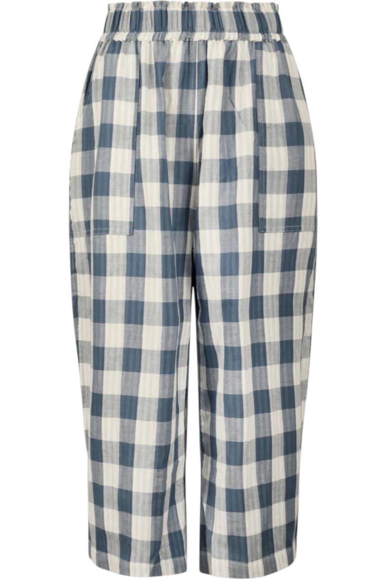 Organic Cotton Marine Check Print Reversible Crop Trousers, Alternate, color, Blue