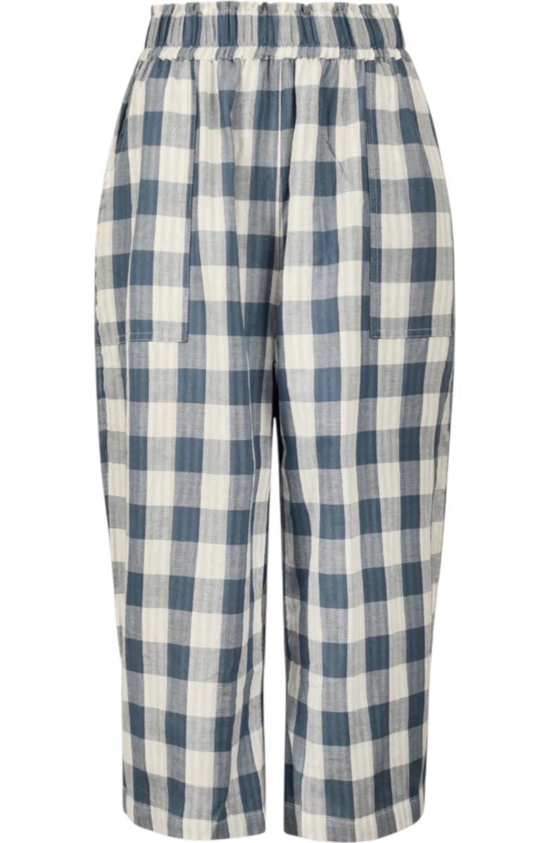 Turtledove London Organic Cotton Marine Check Print Reversible Crop Trousers, Alternate, color, Blue