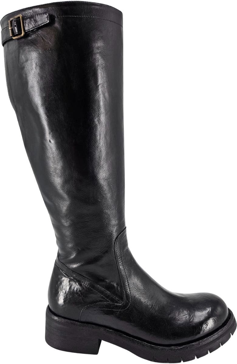 Madison Maison Leather Tall Flat Buckle Boot, Main, color, Black