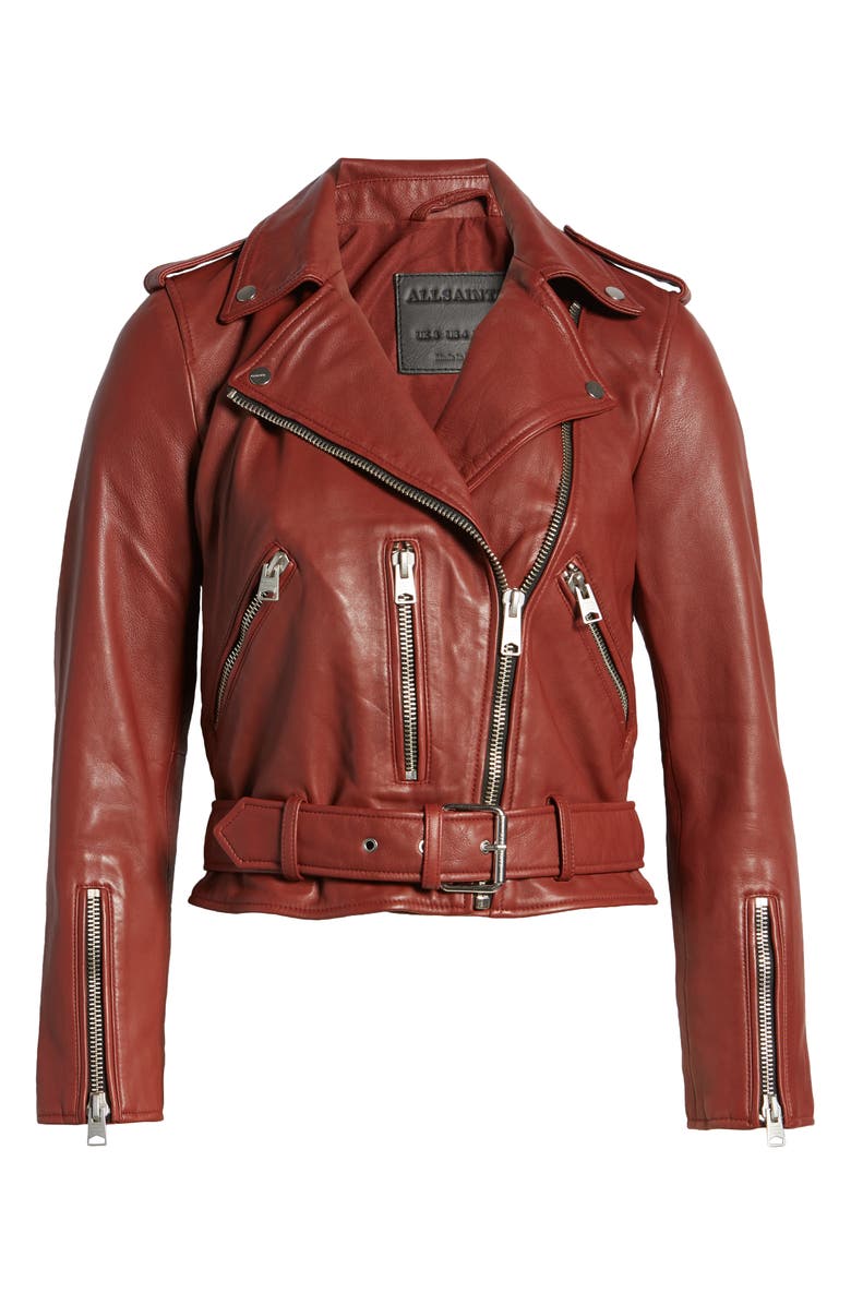 AllSaints Balfern Leather Biker Jacket, Alternate, color, 