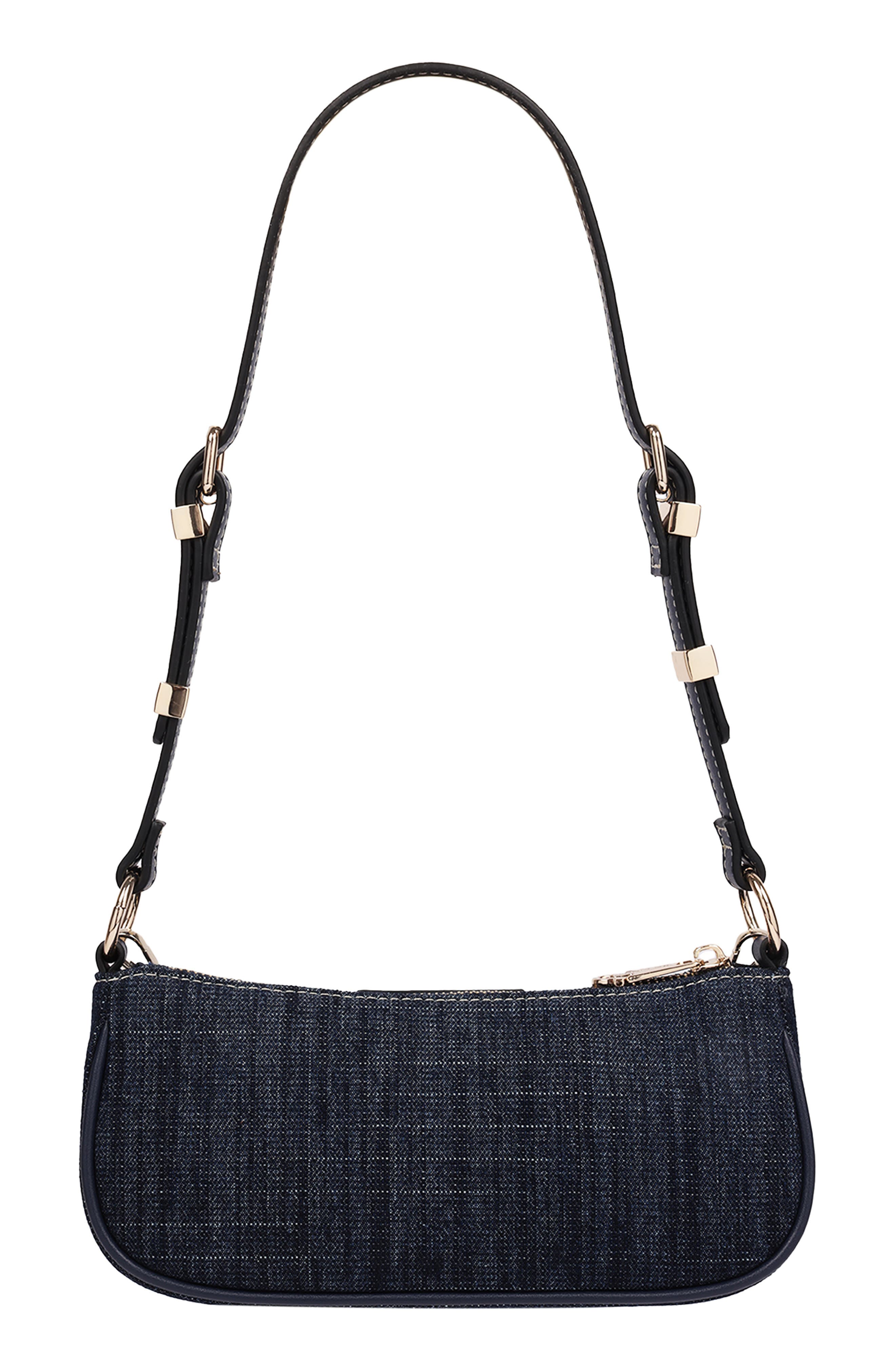 Chain & Studs Denim Shoulder Bag, Alternate, color, DARK DENIM