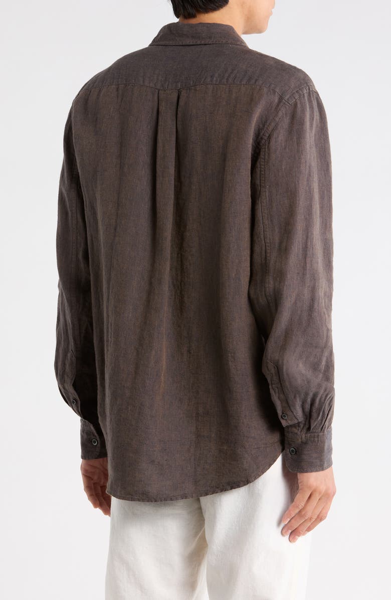Madewell Linen & Organic Cotton Button-Up Shirt, Alternate, color, Chocolate