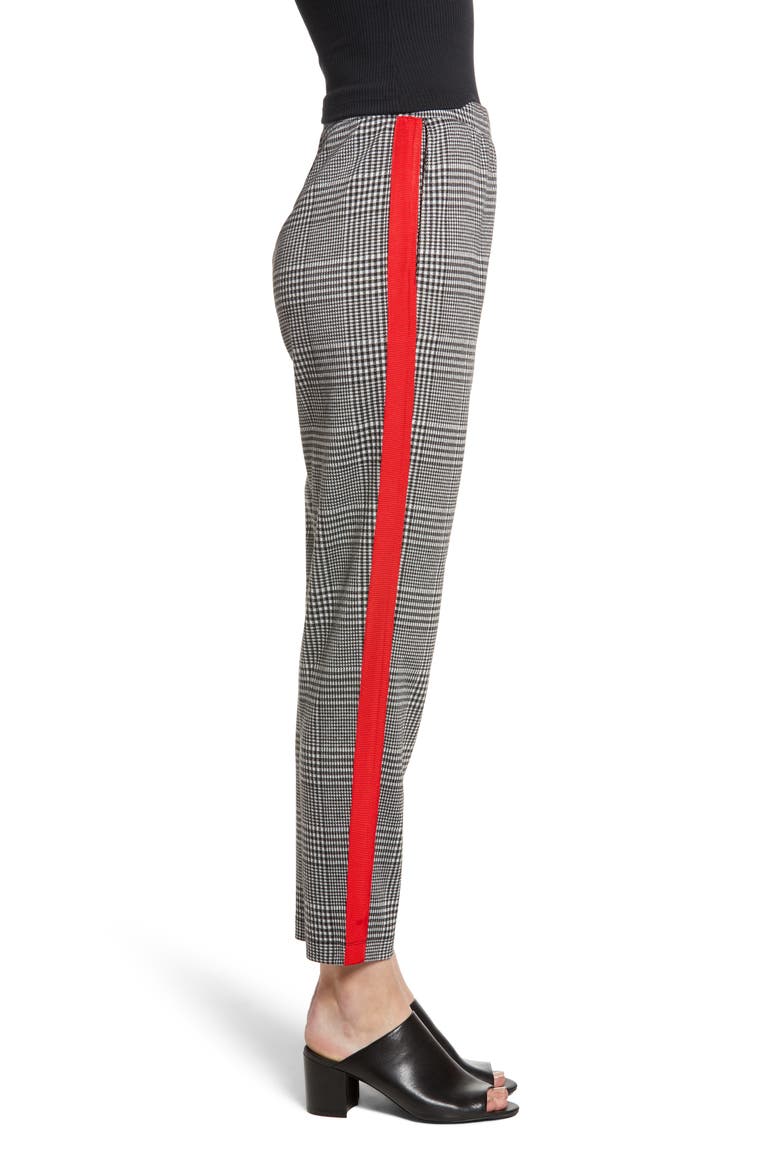 Side Stripe Glen Plaid Pants, Alternate, color, BLACK GLEN CHECK